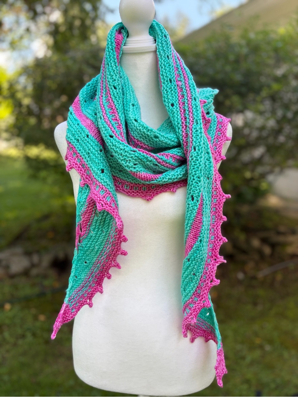 Custom One of a Kind and Knit Pink & Teal Knit Scarf - Artisan Women Accessories